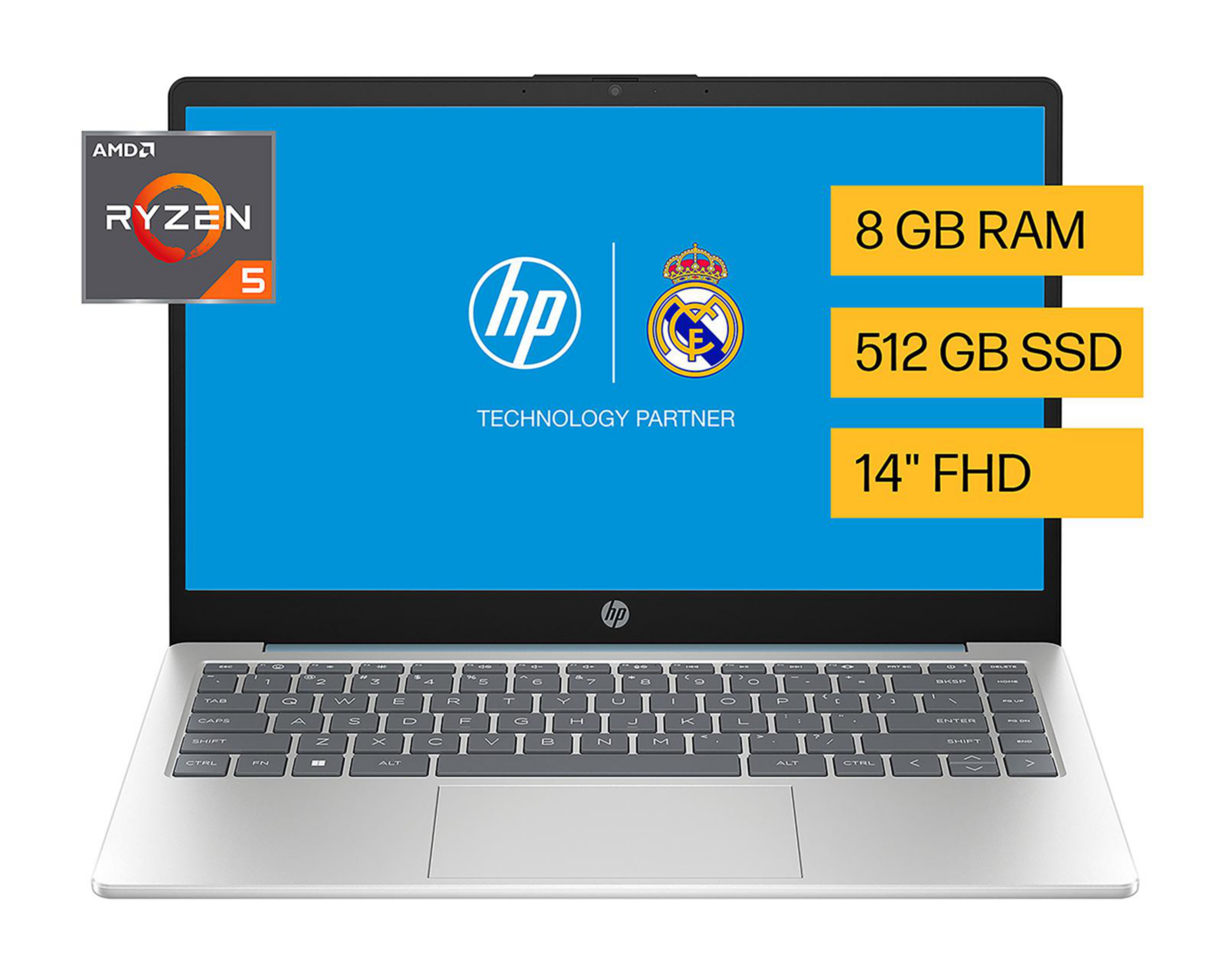 Laptop HP 14-EM0017LA 14 Pulgadas Windows 11 AMD Ryzen 5 8 GB RAM 512 GB SSD Plateado