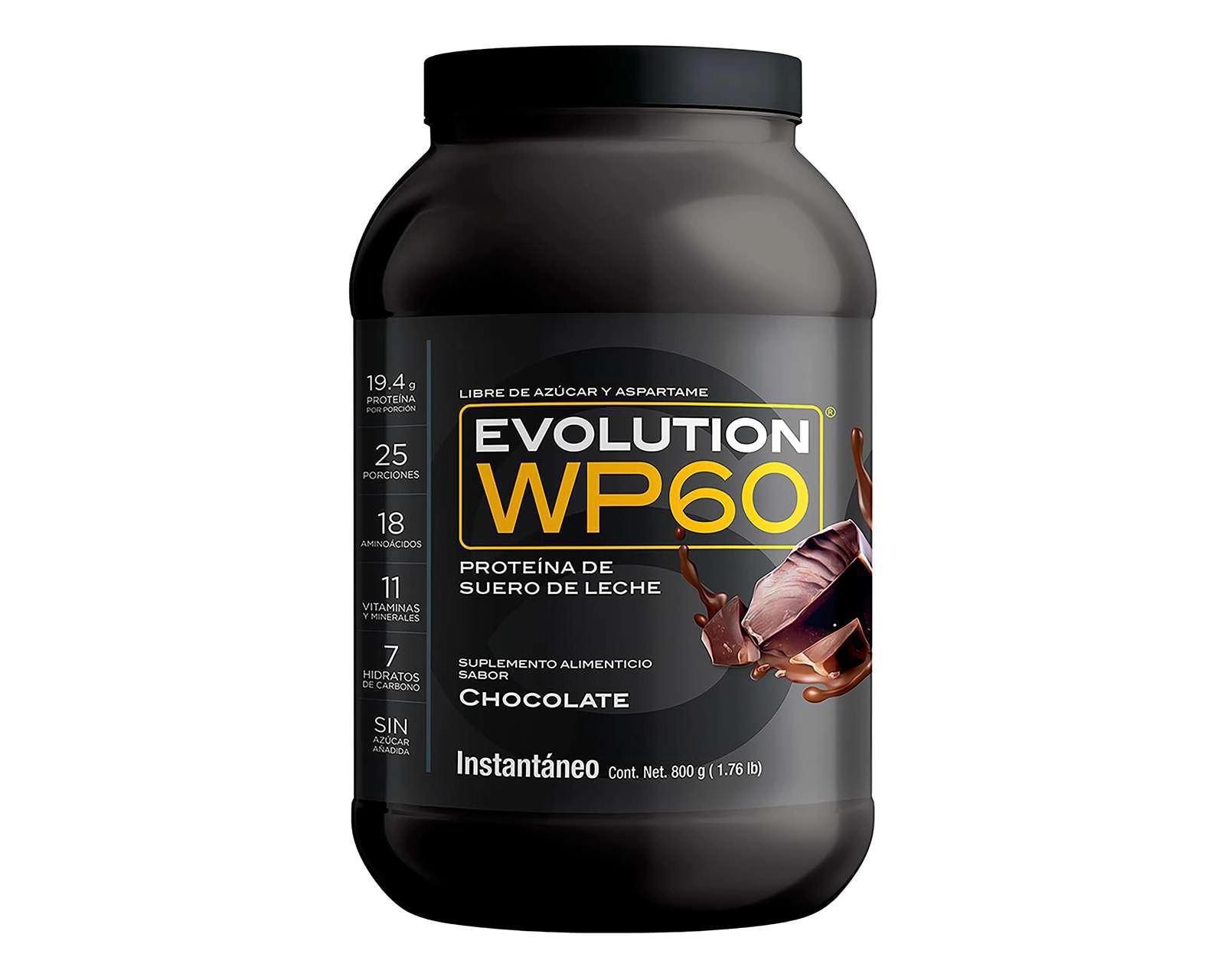 Proteína de Suero de Leche Evolution WP60 Sabor Chocolate sin Gluten 800 g