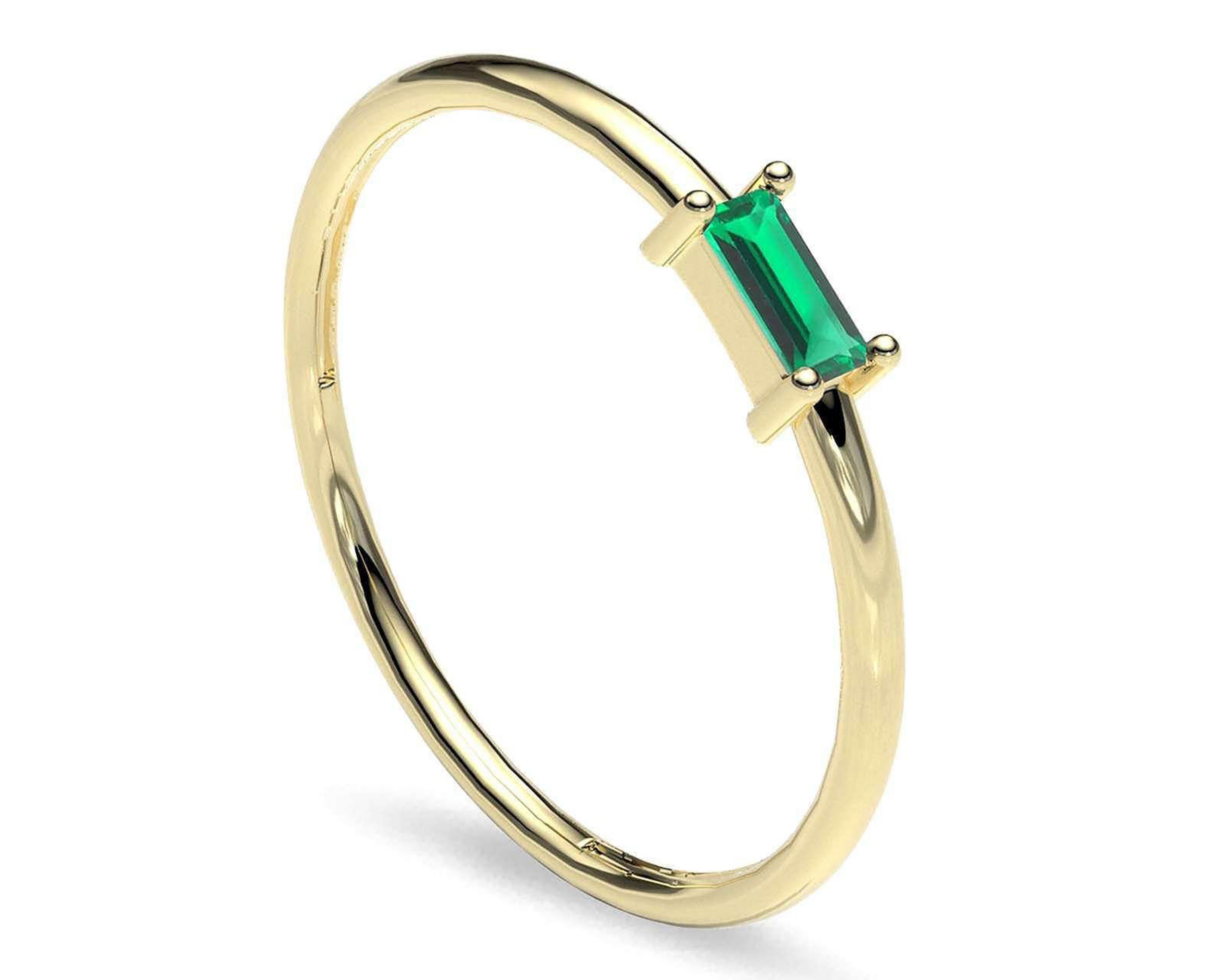 Anillo de Oro 10K Moments Baguette Verde No. 8-8.5