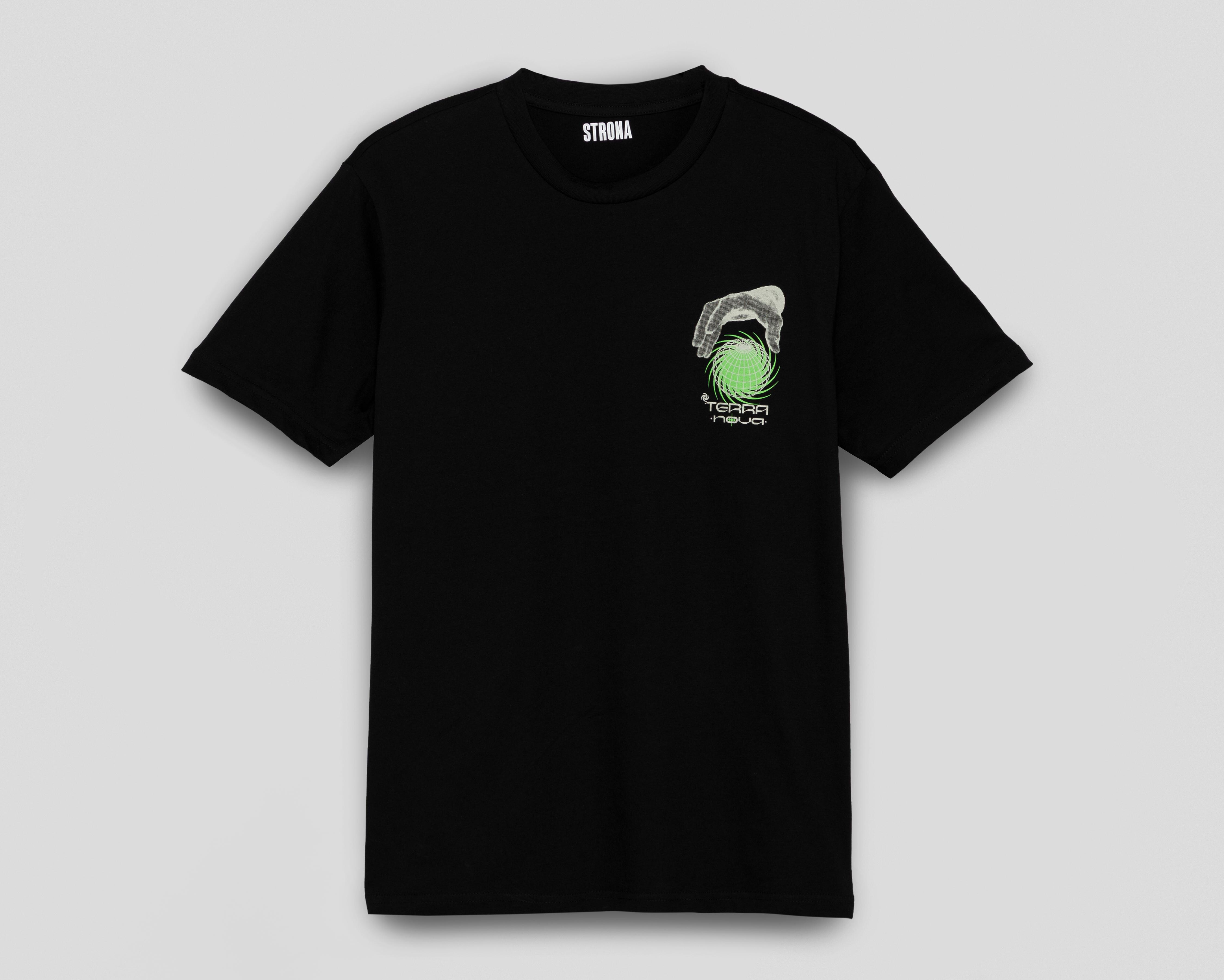Playera de Cuello Redondo Strona Negra para Hombre