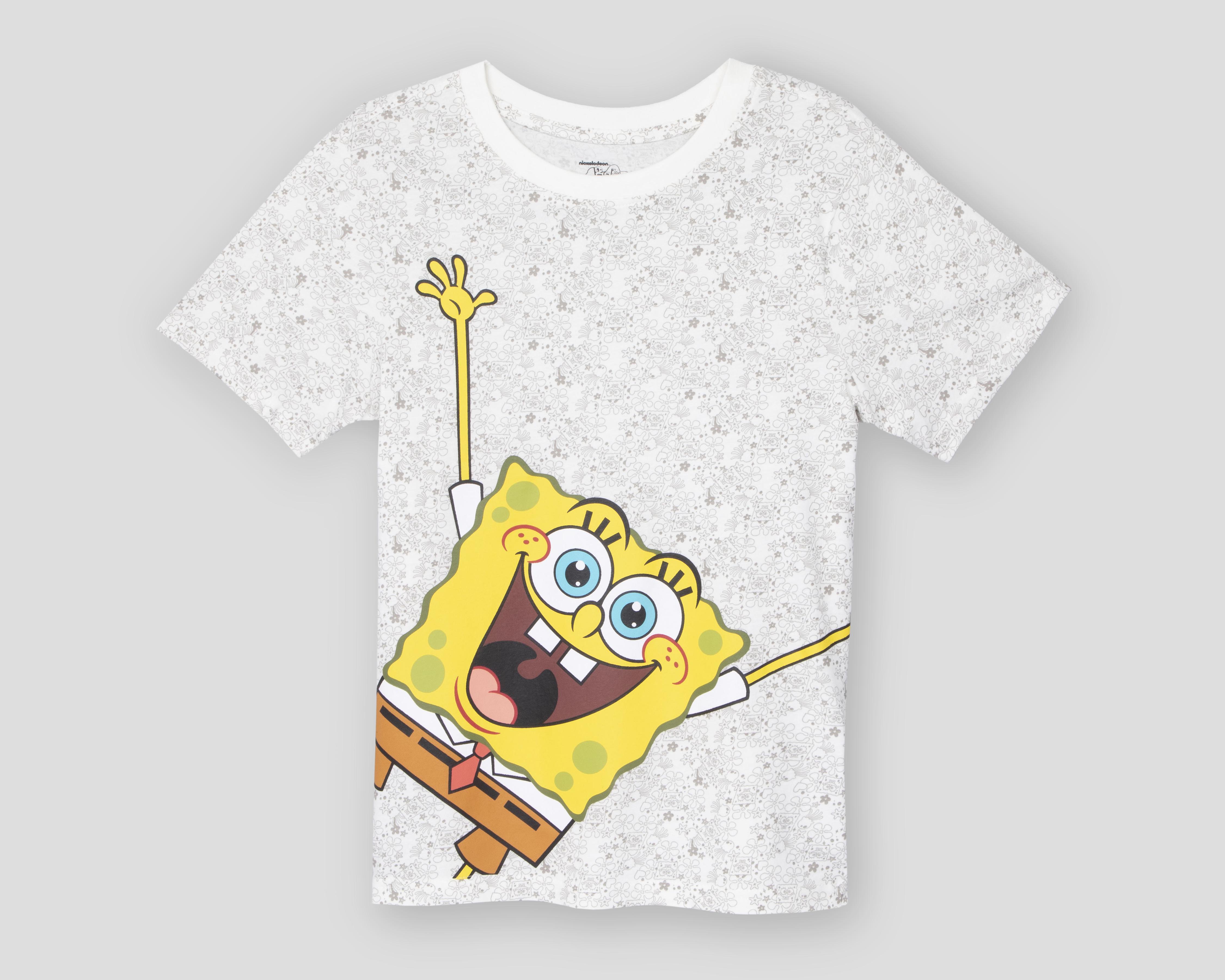 Playera Bob Esponja Manga Corta Estampada para Niño