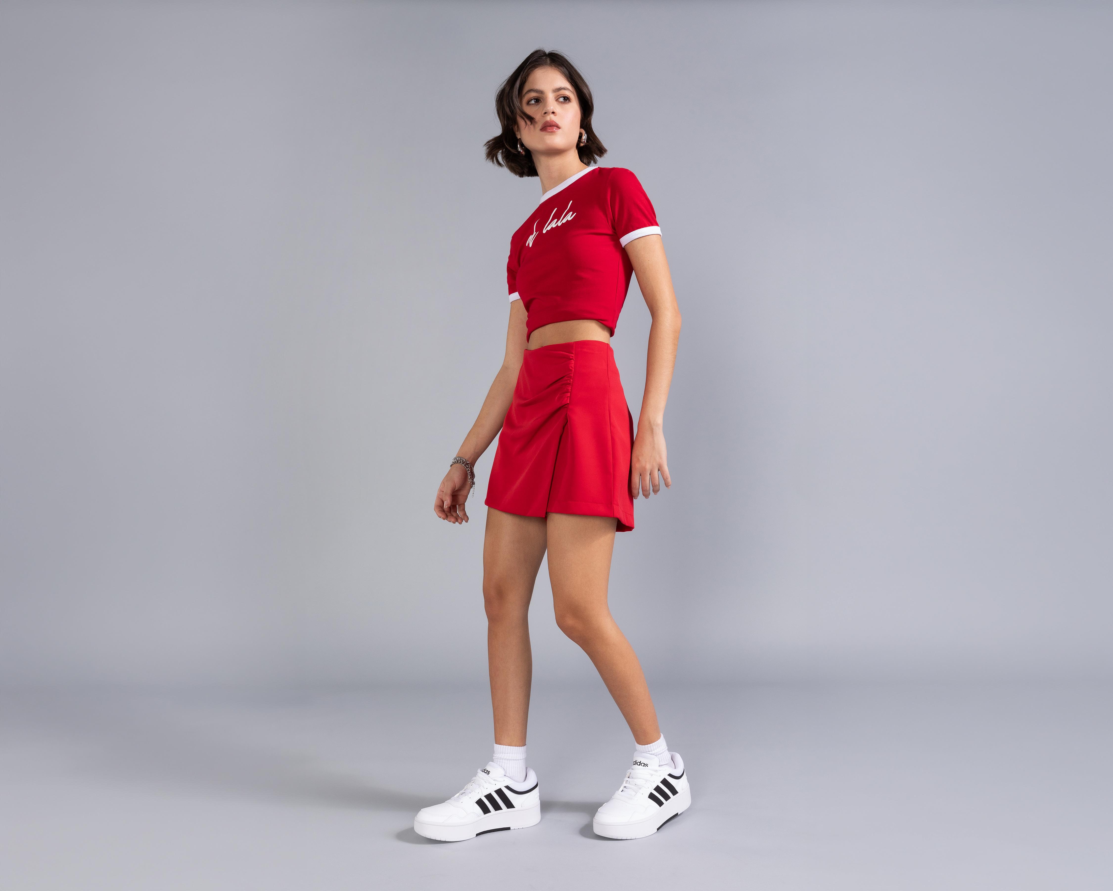 Short Falda Corta Thinner Roja para Mujer