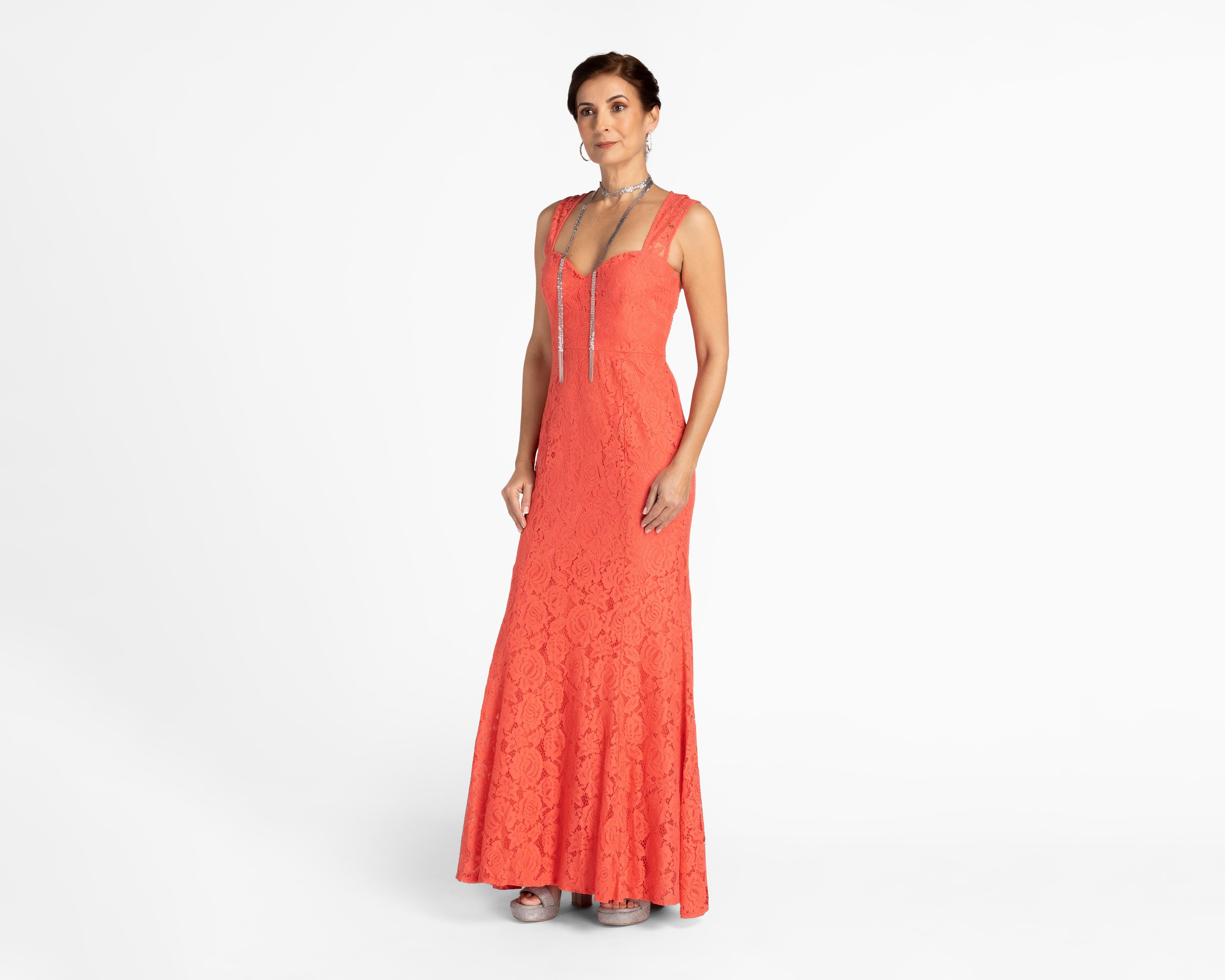 Vestido Maniju de Fiesta con Encaje Coral