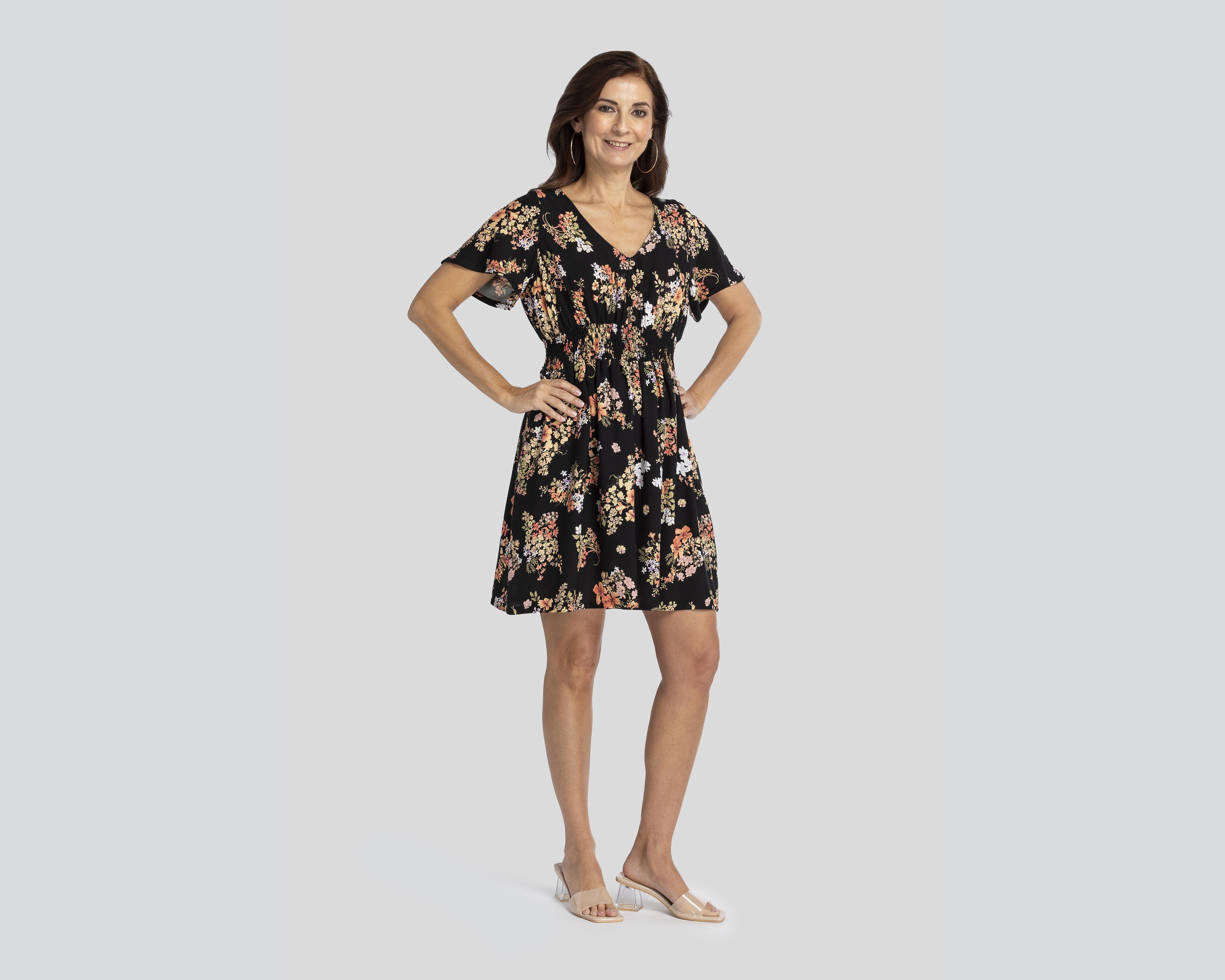 Vestido Lady Sun Casual Cuello V Manga Corta Estampado Floral