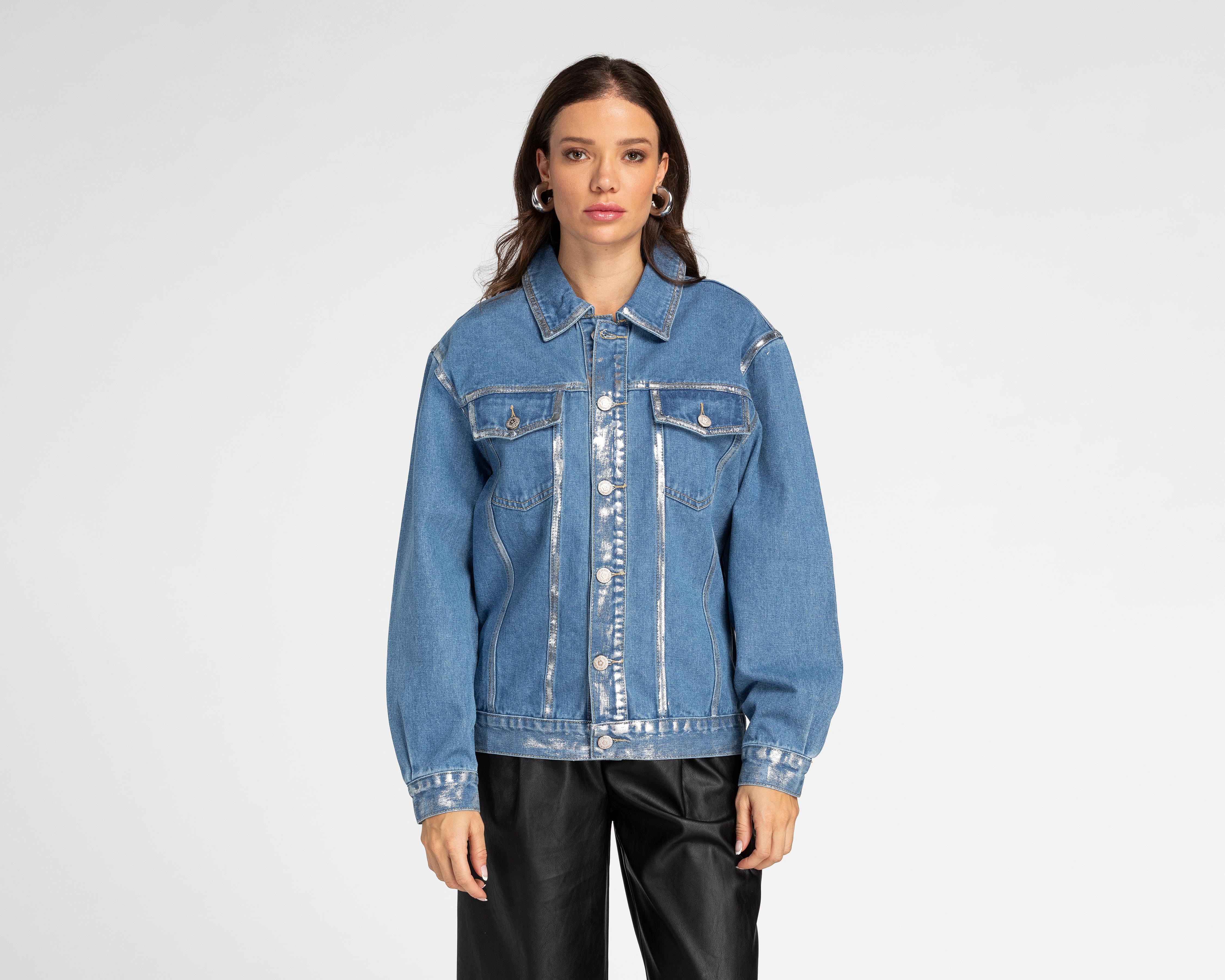 Chamarra de Mezclilla con Foil Forever 21 para Mujer