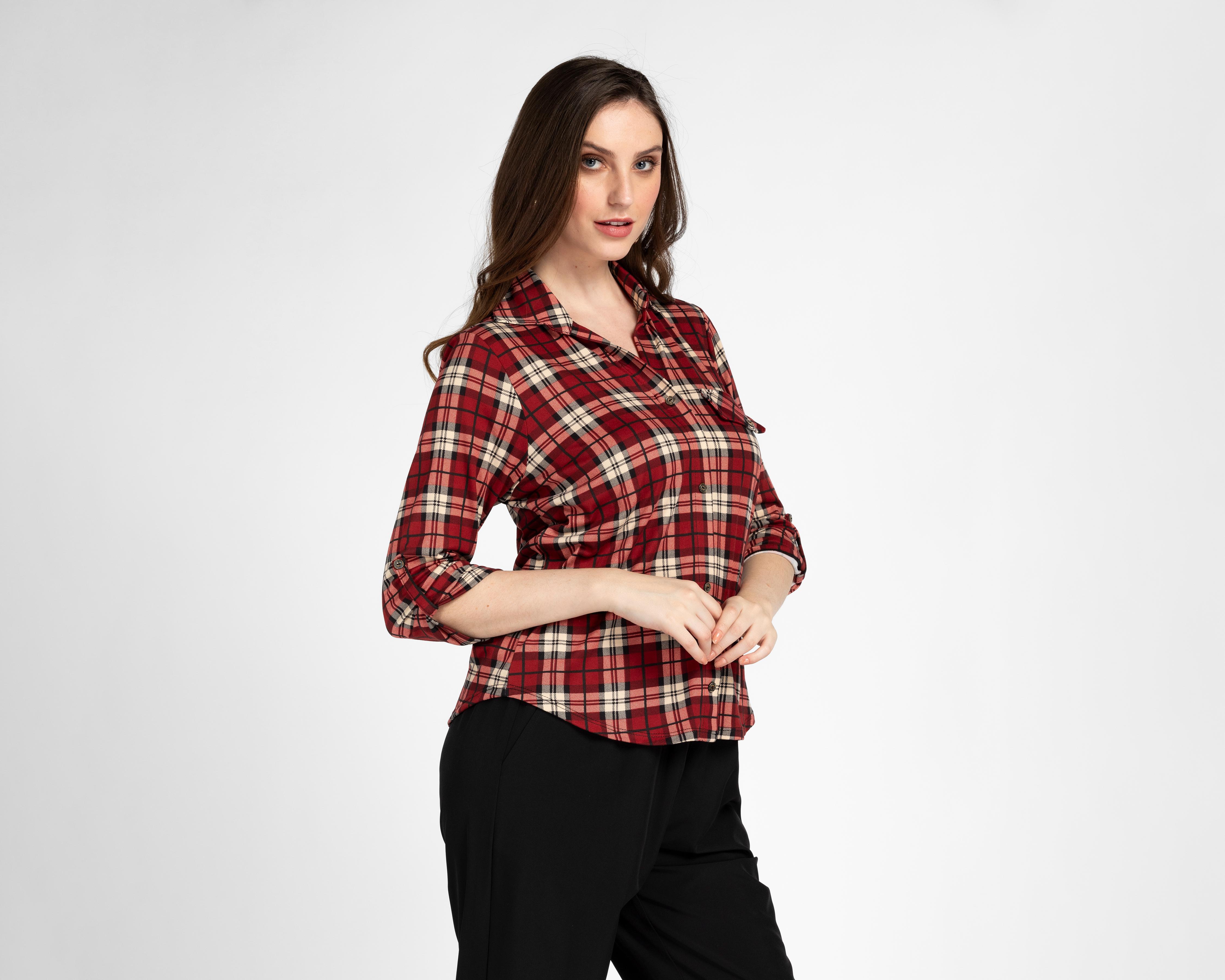 Blusa Ted Lapidus a Cuadros para Mujer