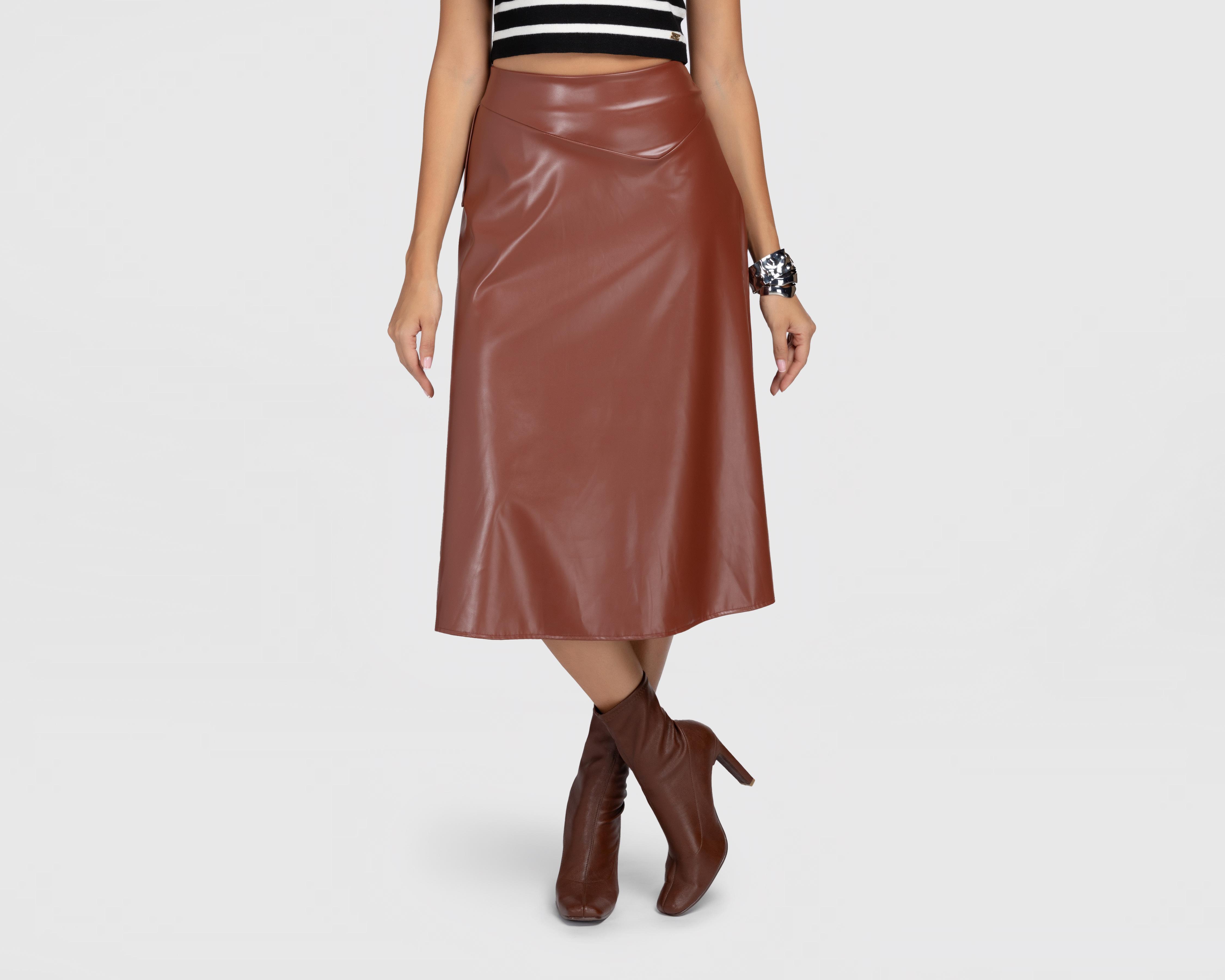 Falda Midi Sahara Tipo Cuero