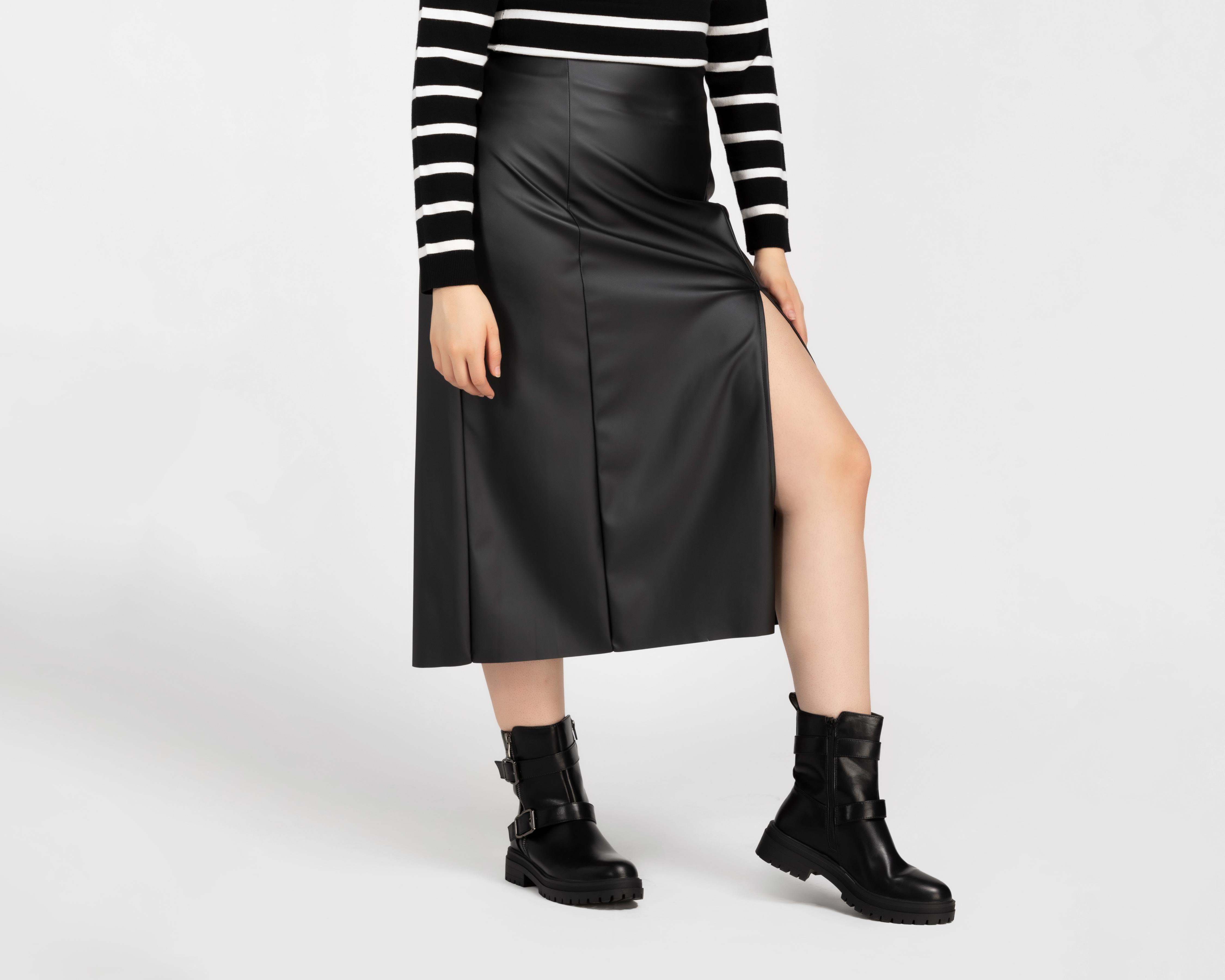 Falda Midi Sahara Tipo Cuero