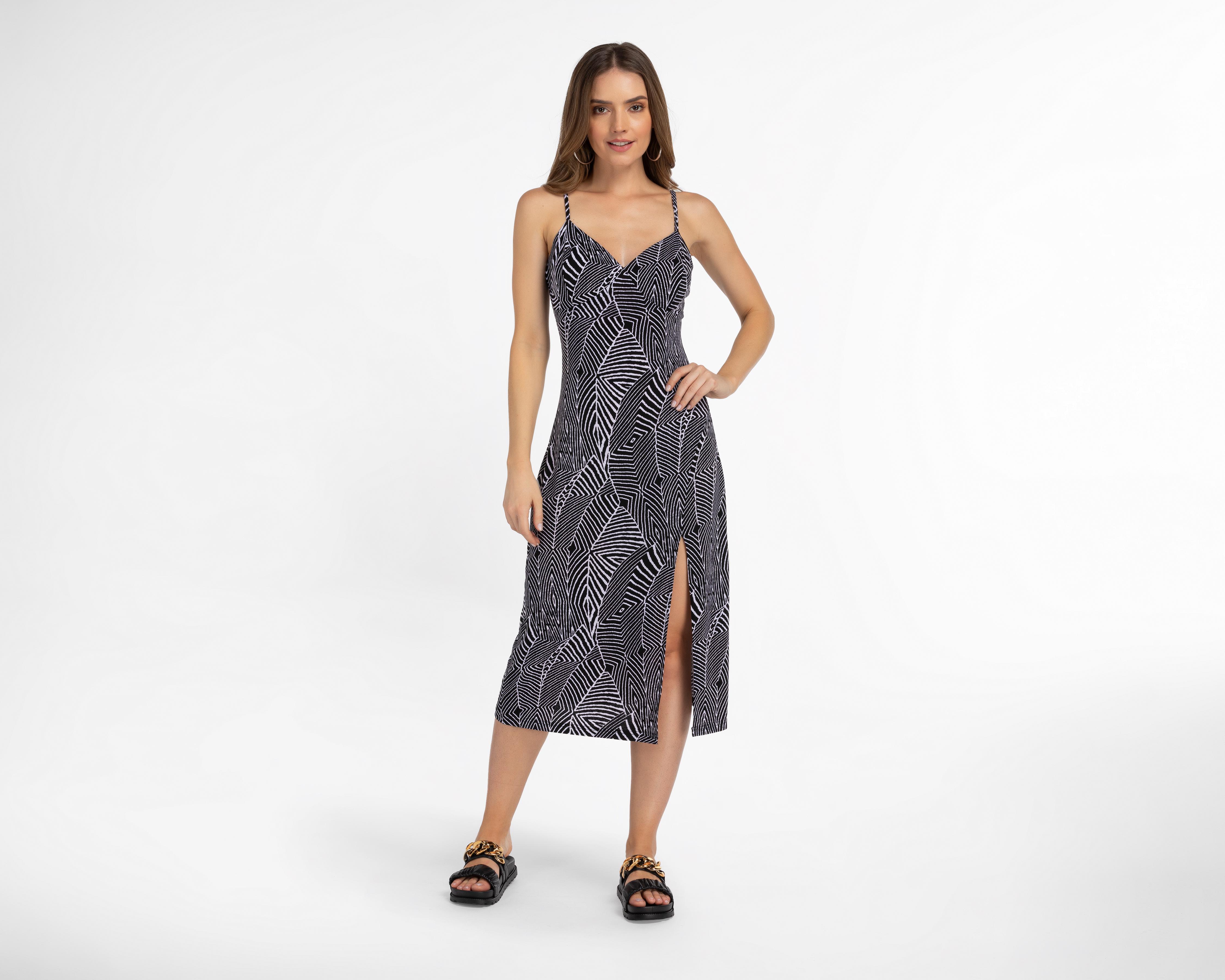 Vestido Jennifer Lopez Casual Midi con Abertura