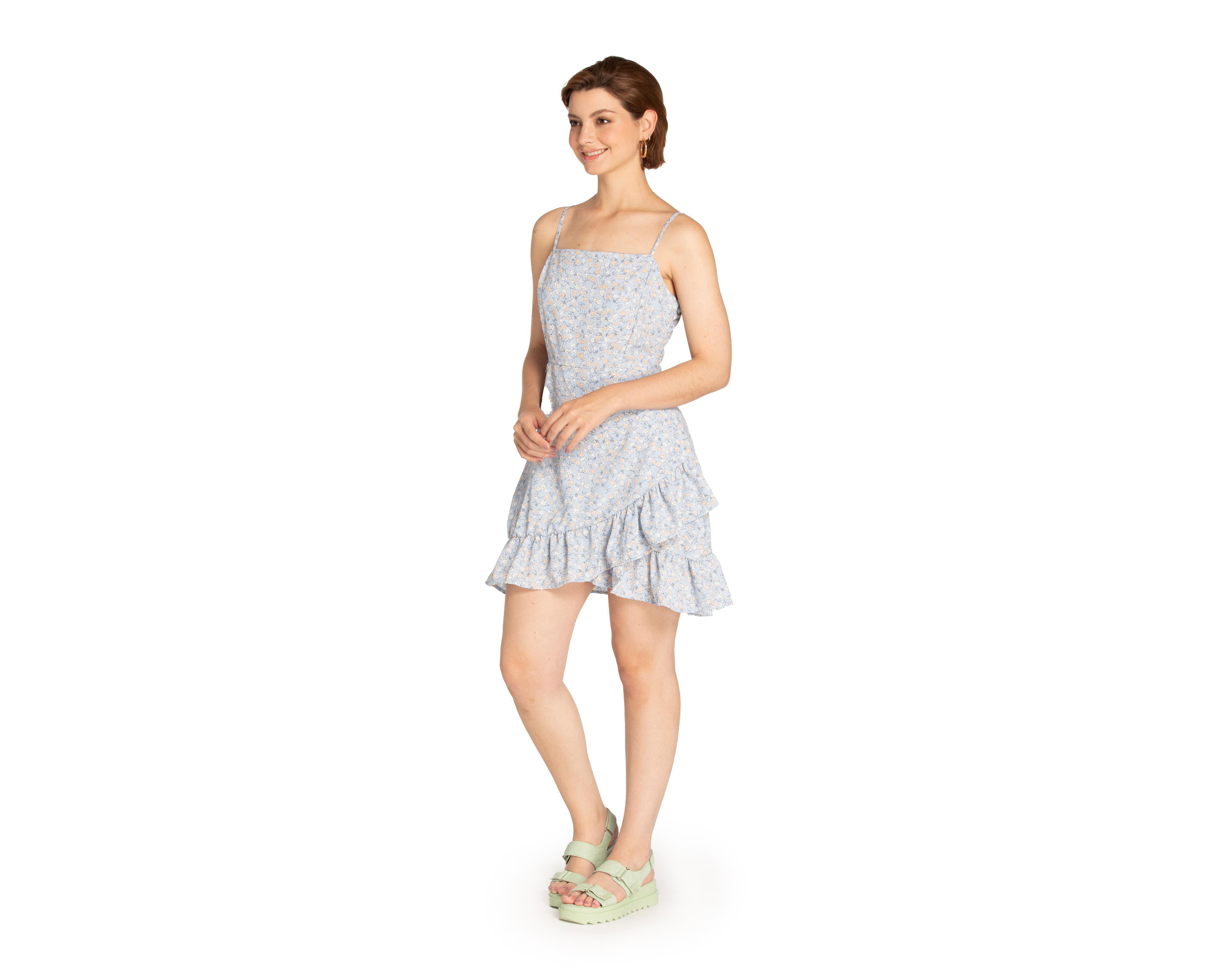 Vestido 18 Forever Casual de Tirantes con Olanes Estampado Floral