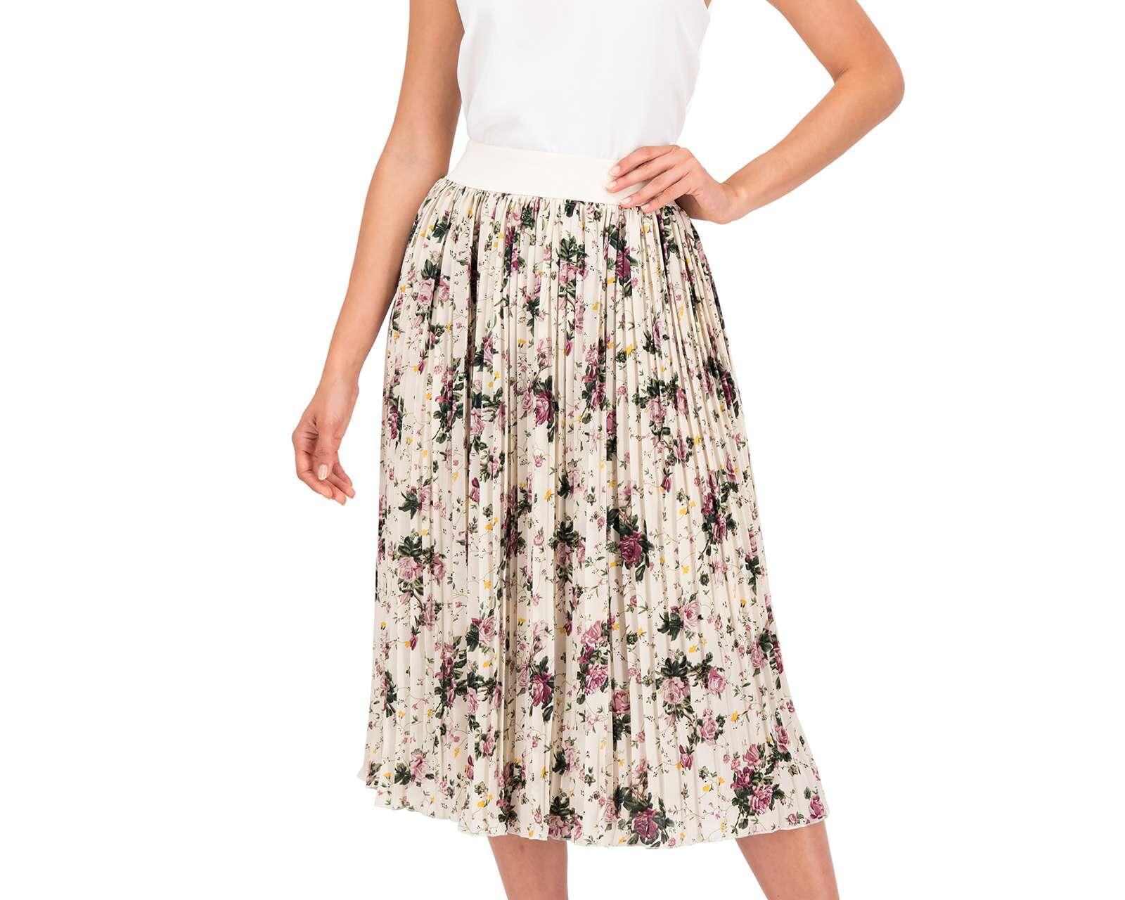 Falda Midi Sahara Plisada Estampada