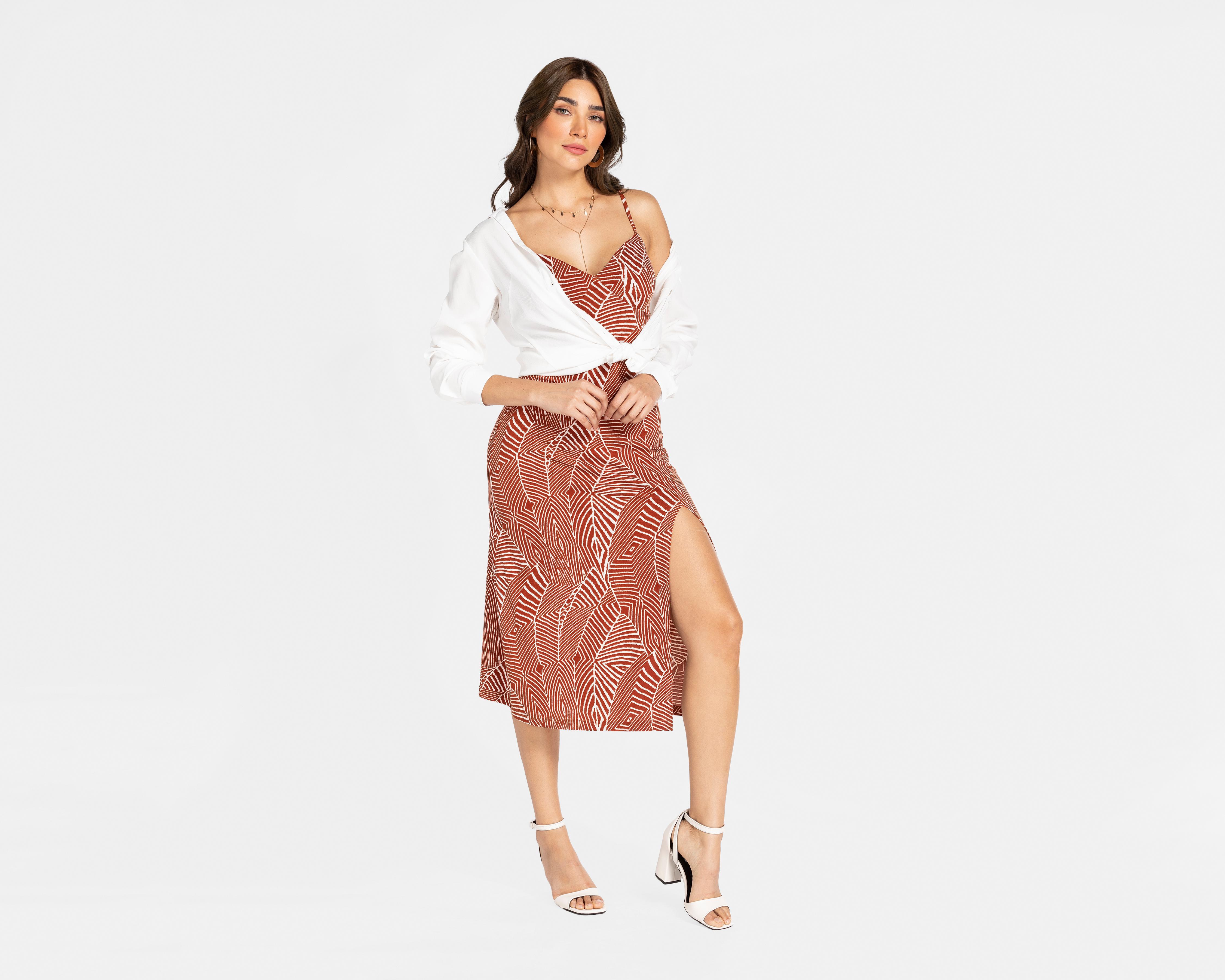Vestido Jennifer Lopez Casual con Abertura