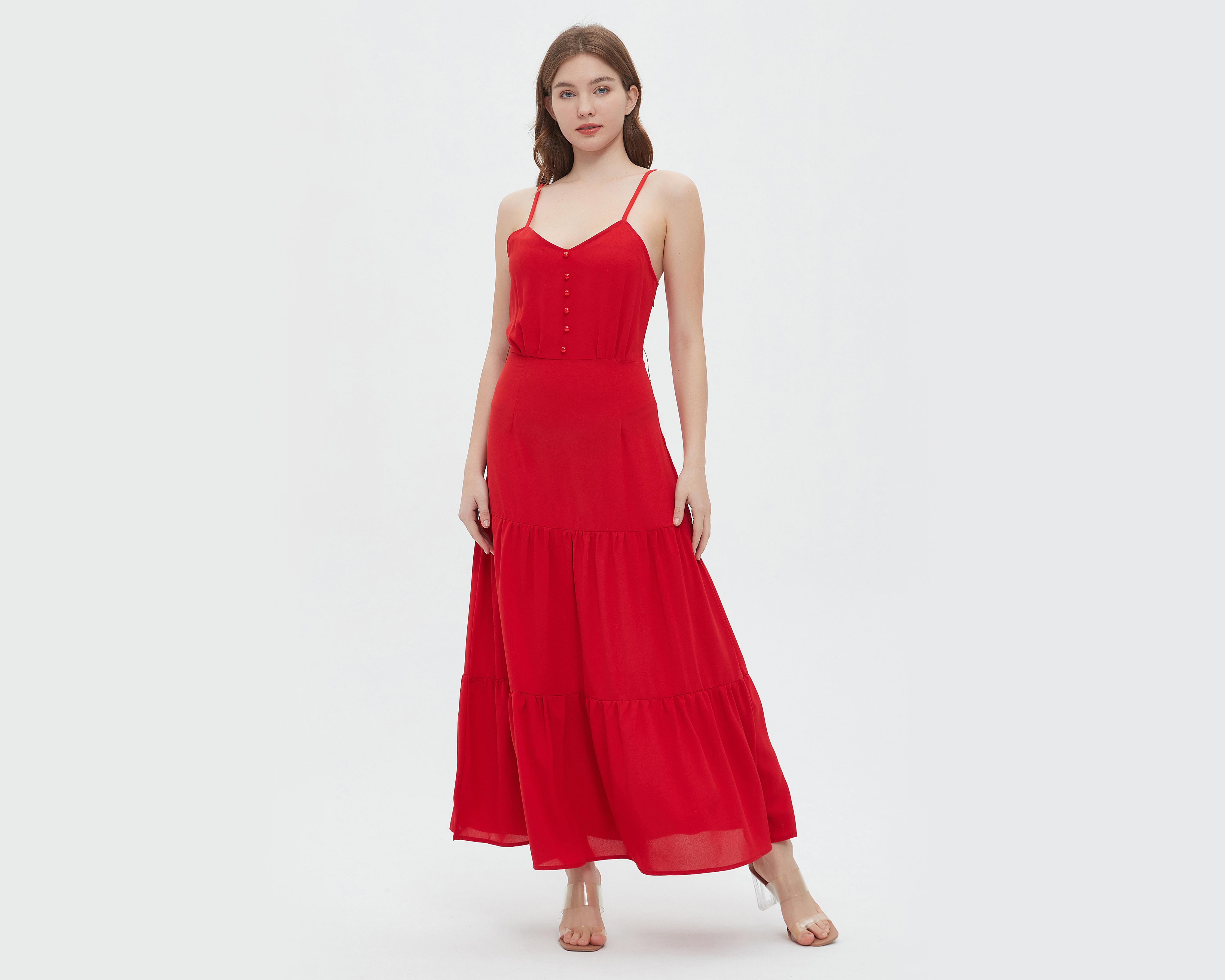 Vestido Sahara Casual de Tirantes Rojo