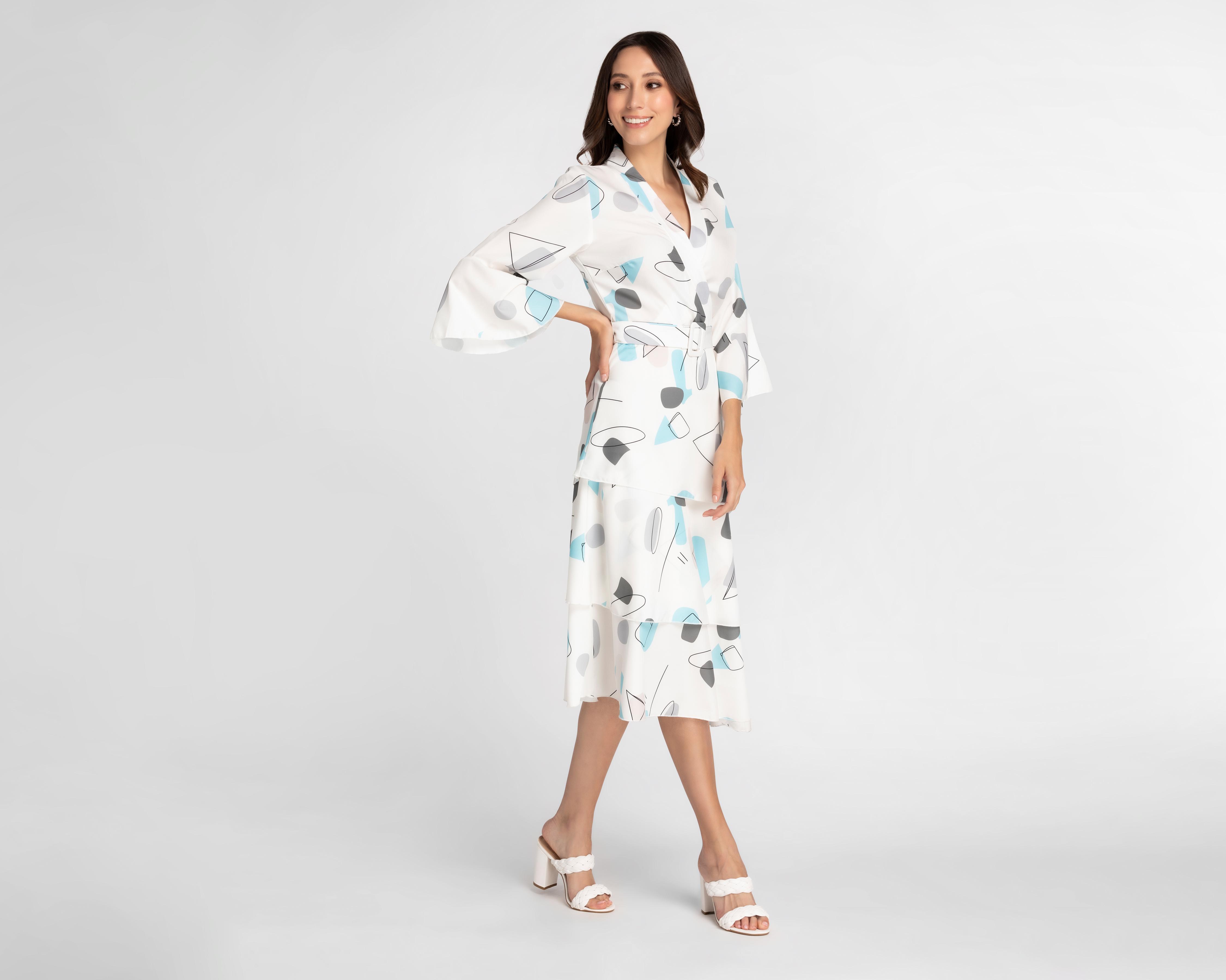 Vestido Sahara Casual Midi Blanco con Cinto