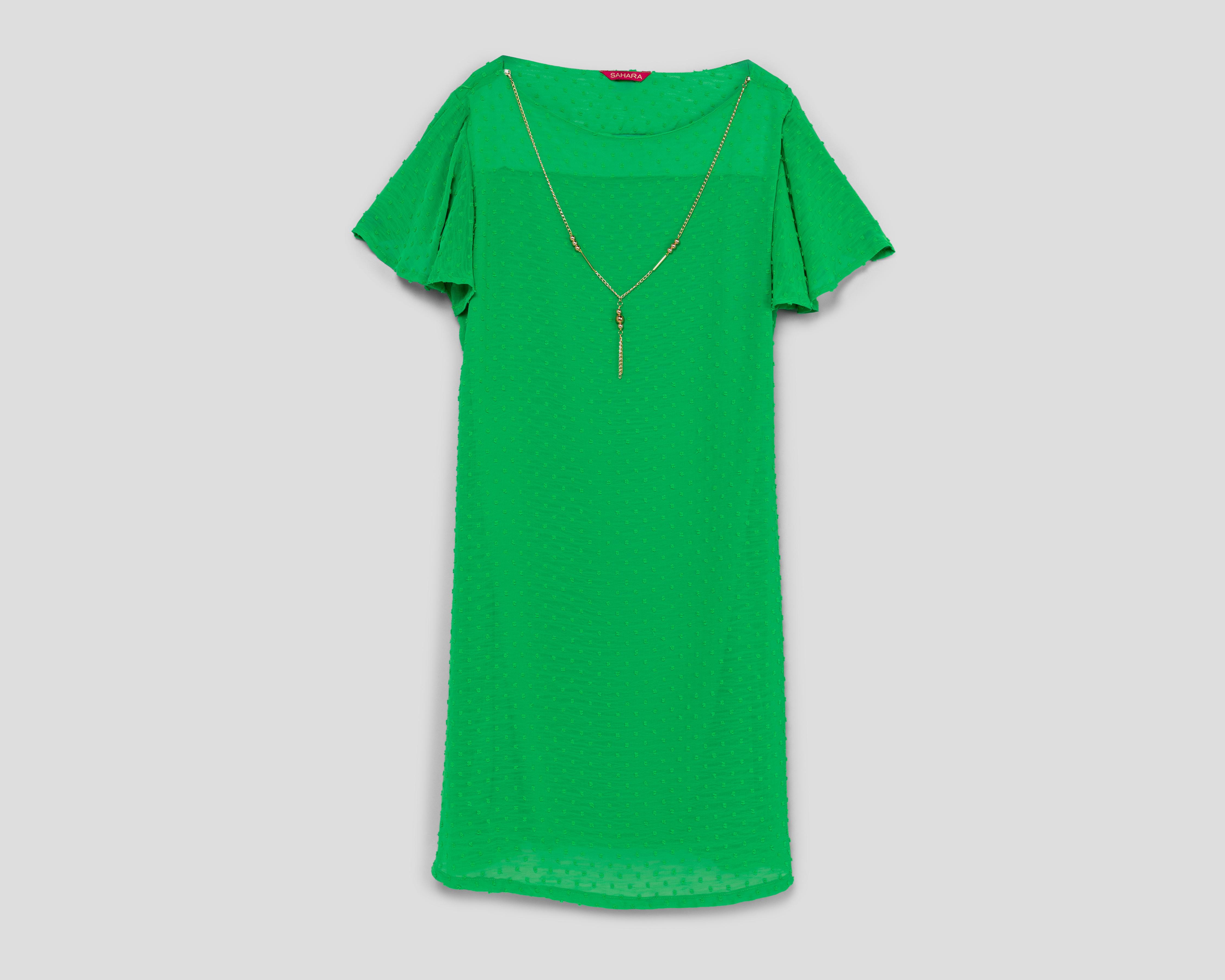 Vestido Sahara Casual Verde Manga Corta