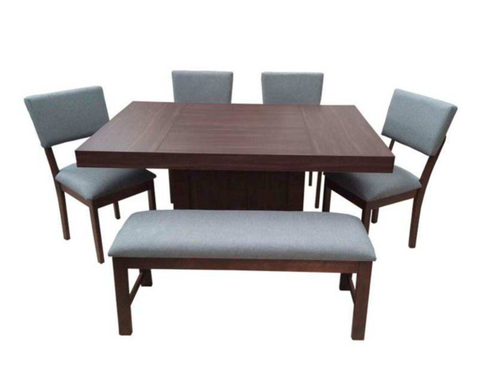 Comedor con 4 Sillas y Banca Gris Café Contemporáneo 3515813 | Coppel Comedor con 4 Sillas y Banca Gris Café Contemporáneo 3515813 | Coppel