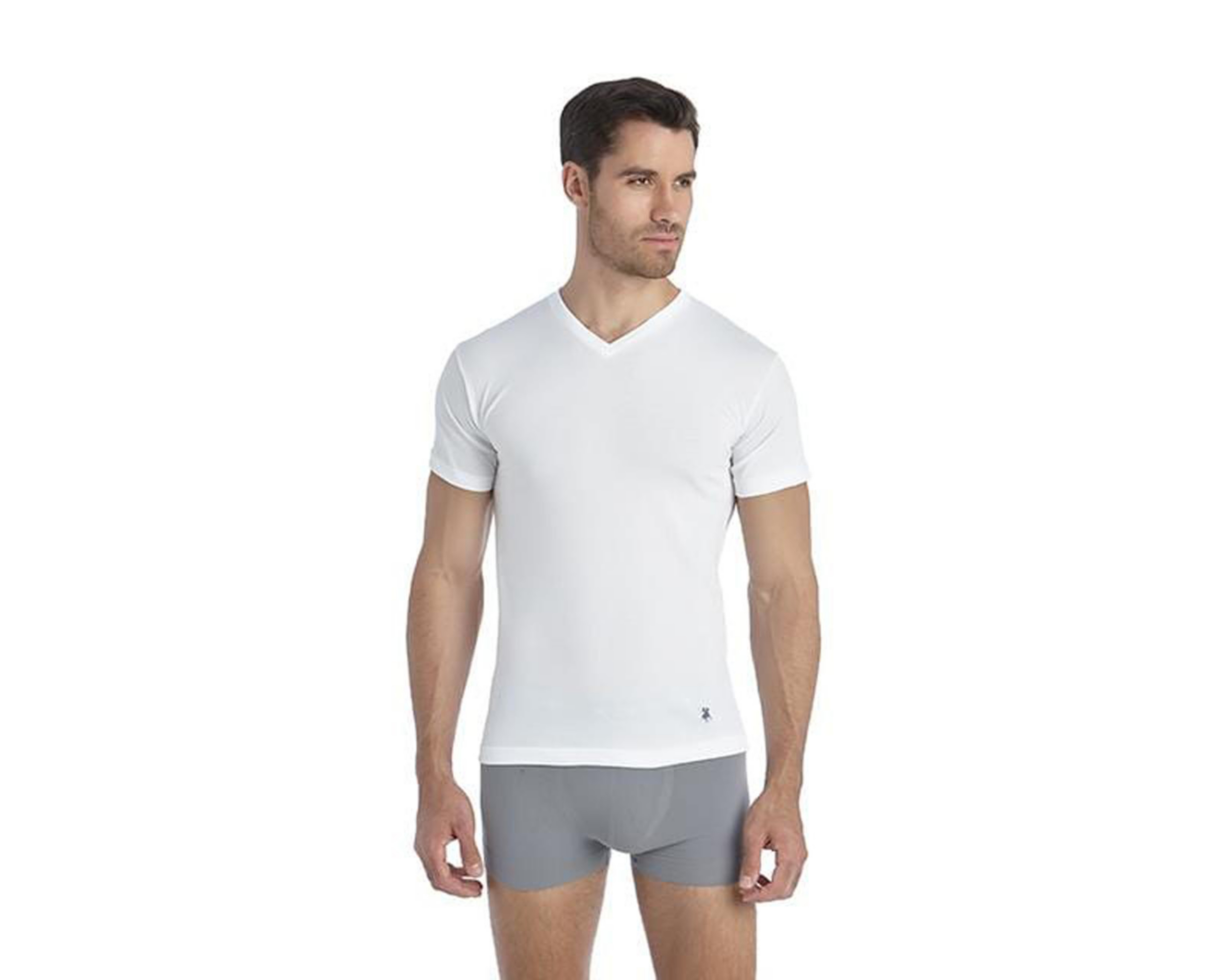 polo blanco cuello v