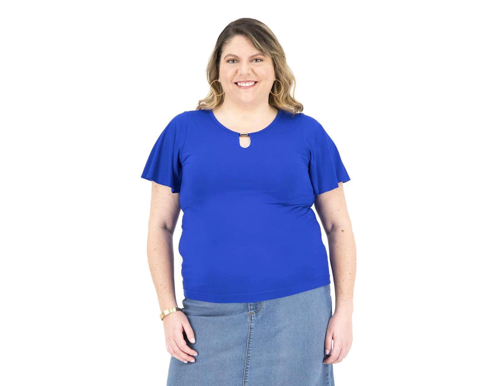 blusa azul mujer